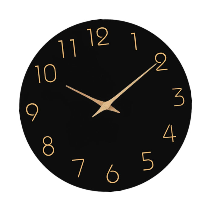 Wall Clock 12 inch Home Decor Round Decorative Clock for Living Room Bedroom Black