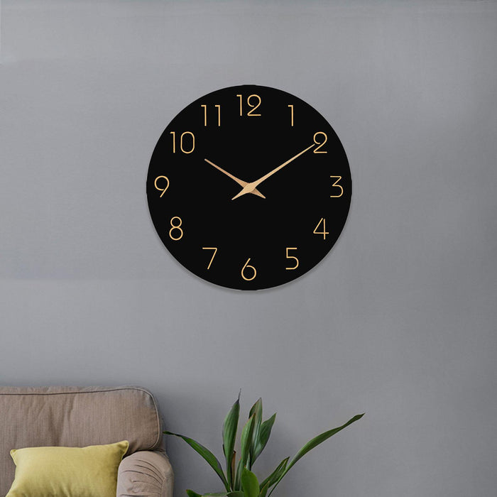 Wall Clock 12 inch Home Decor Round Decorative Clock for Living Room Bedroom Black