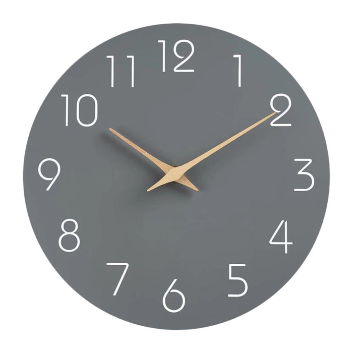 Wall Clock 12 inch Home Decor Round Decorative Clock for Living Room Bedroom Grey