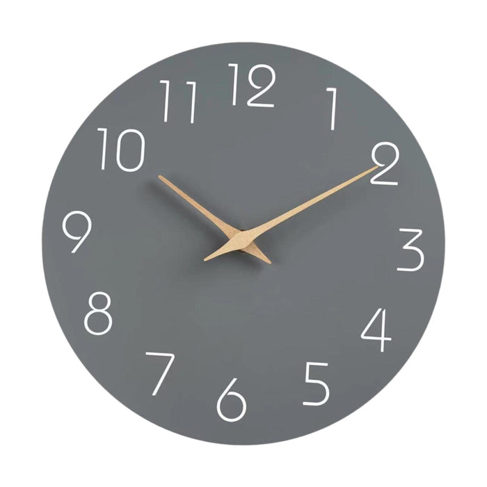 Wall Clock 12 inch Home Decor Round Decorative Clock for Living Room Bedroom Grey