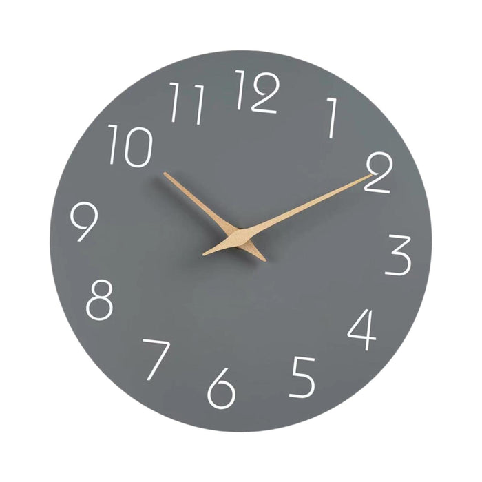 Wall Clock 12 inch Home Decor Round Decorative Clock for Living Room Bedroom Grey