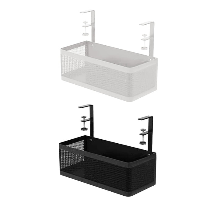 Under Desk Organizer Supplies Clamp on Basket for Kitchen Office Dining Room White