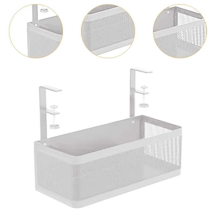 Under Desk Organizer Supplies Clamp on Basket for Kitchen Office Dining Room White