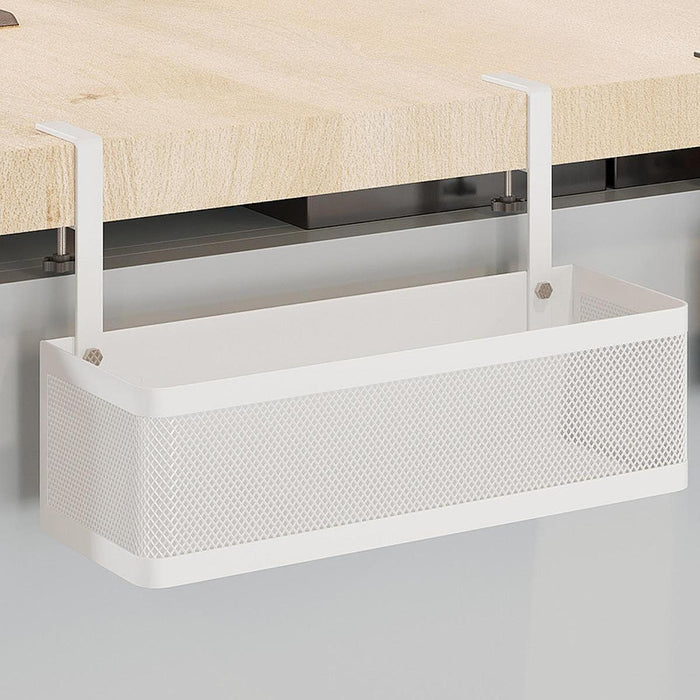 Under Desk Organizer Supplies Clamp on Basket for Kitchen Office Dining Room White