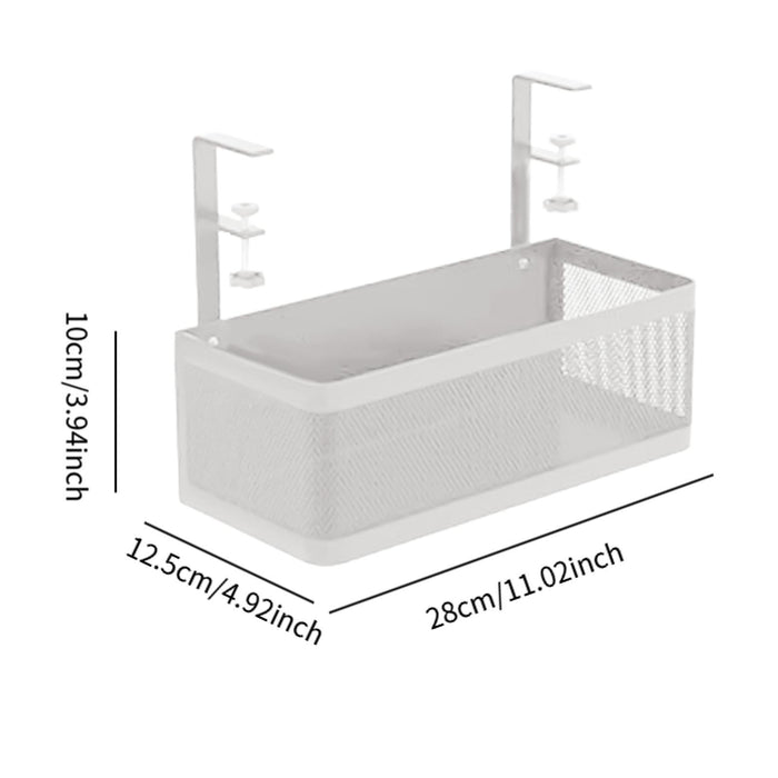 Under Desk Organizer Supplies Clamp on Basket for Kitchen Office Dining Room White