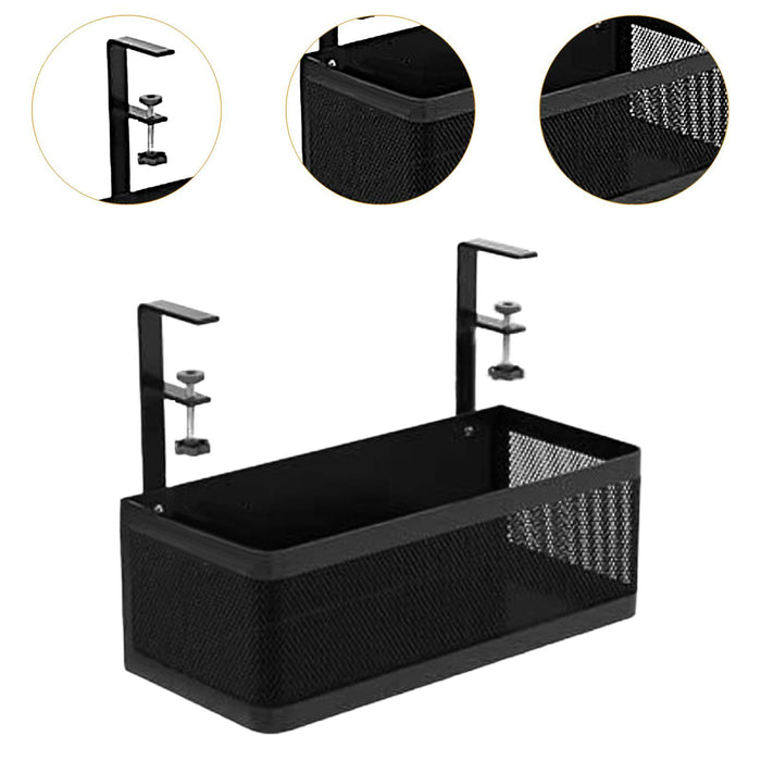 Under Desk Organizer Supplies Clamp on Basket for Kitchen Office Dining Room Black