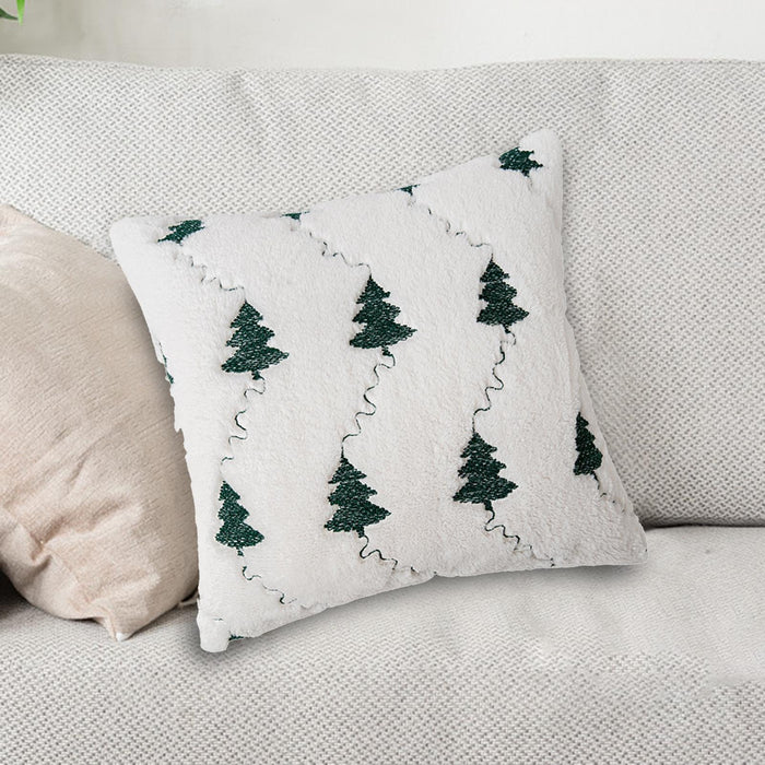 Throw Pillow Cover Plush Comfortable Cushion Cover for Farmhouse Winter Sofa White