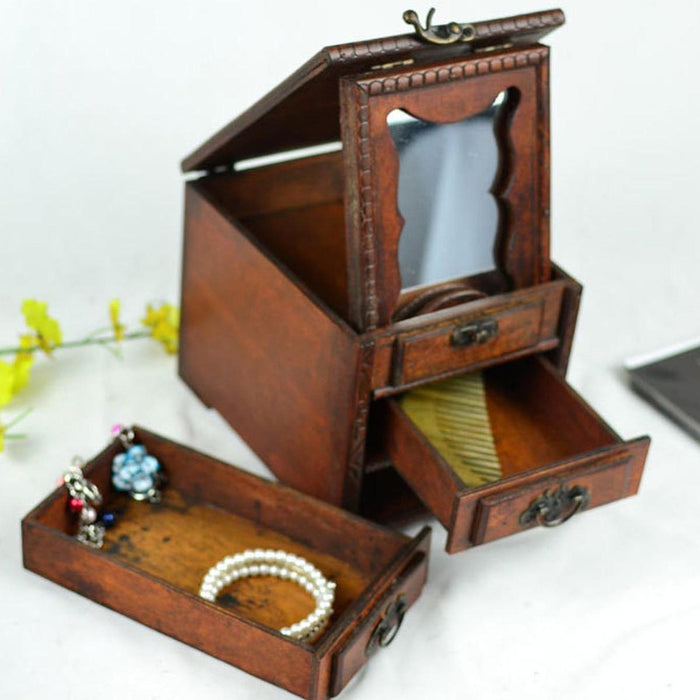 Wood Jewelry Box Container Jewelry Display Case for Earrings Cufflinks Rings