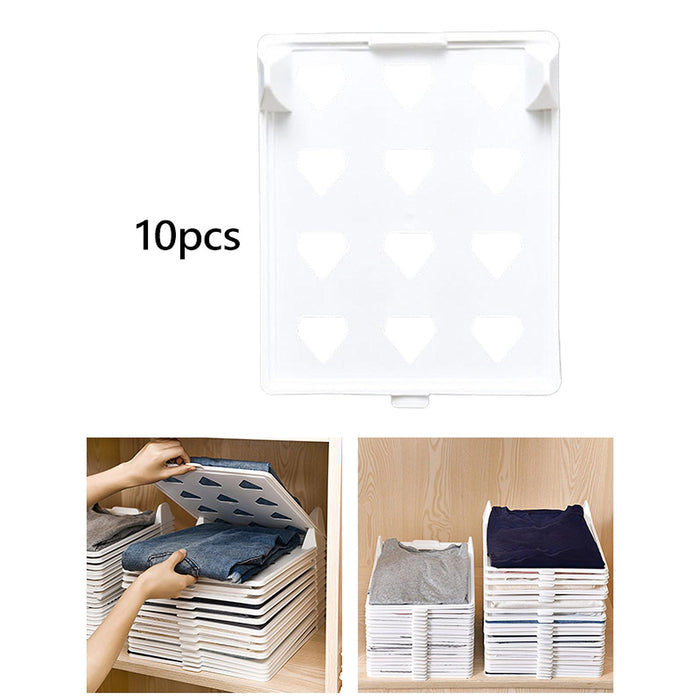 10 Pieces Tee Shirt Organizer Shirt Folder Stackable Wardrobe Stacking Board 35cmx29cmx5.8cm