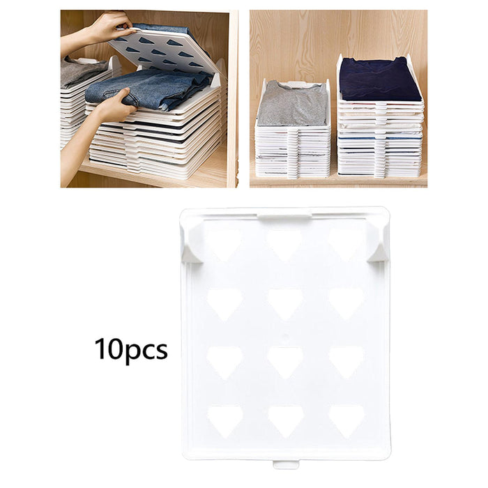 10 Pieces Tee Shirt Organizer Shirt Folder Stackable Wardrobe Stacking Board 35cmx29cmx5.8cm