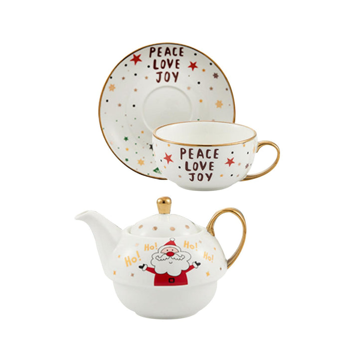 Tea Pot with Tea Cup and Saucer Gift Espresso Latte Mug for Milks Cappuccino White