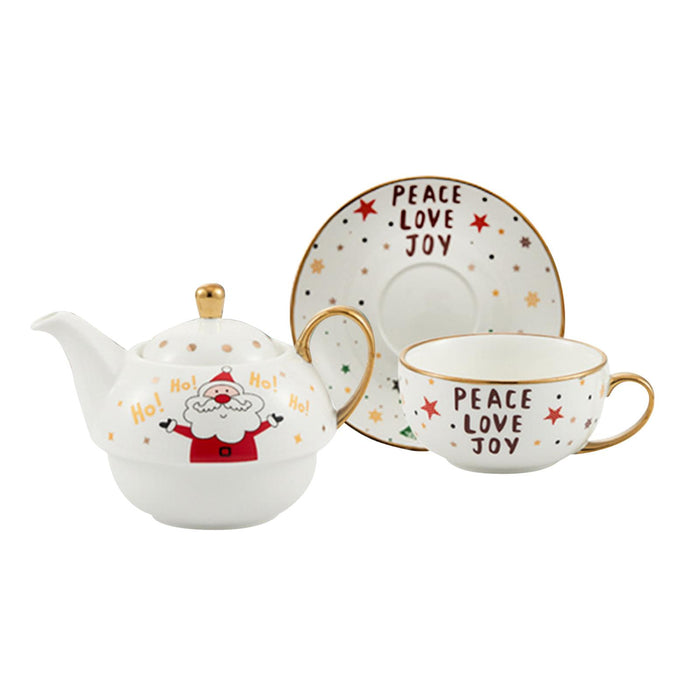 Tea Pot with Tea Cup and Saucer Gift Espresso Latte Mug for Milks Cappuccino White