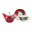 Tea Pot with Tea Cup and Saucer Gift Espresso Latte Mug for Milks Cappuccino Red