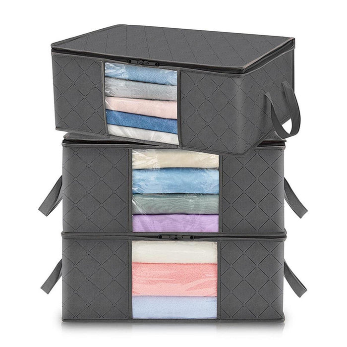 6 Pieces Clothes Storage Bag Foldable Bedding Bag for Coats Clothing Pillows 90L 60x43x35cm