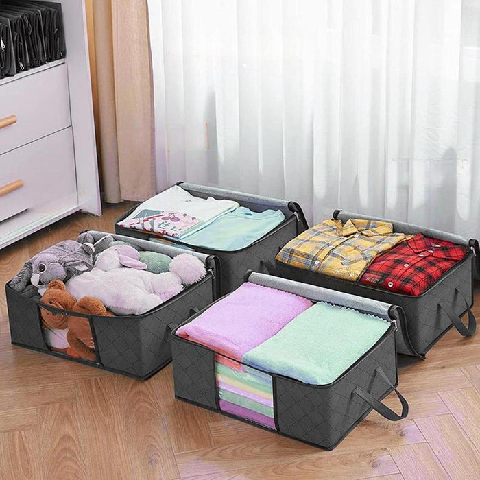 6 Pieces Clothes Storage Bag Foldable Bedding Bag for Coats Clothing Pillows 90L 60x43x35cm