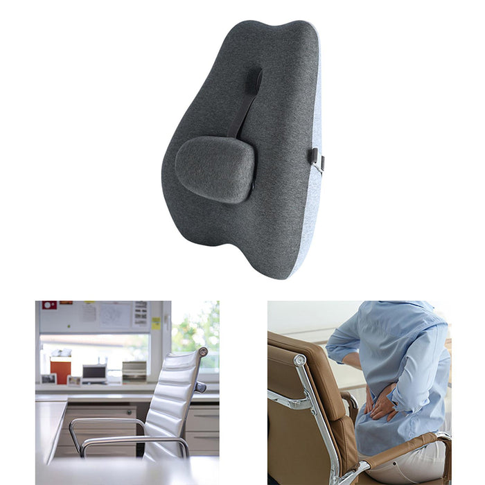 Lumbar Support Pillow Compact Seat Pillow for Home Long Sitting Office Chair Grey