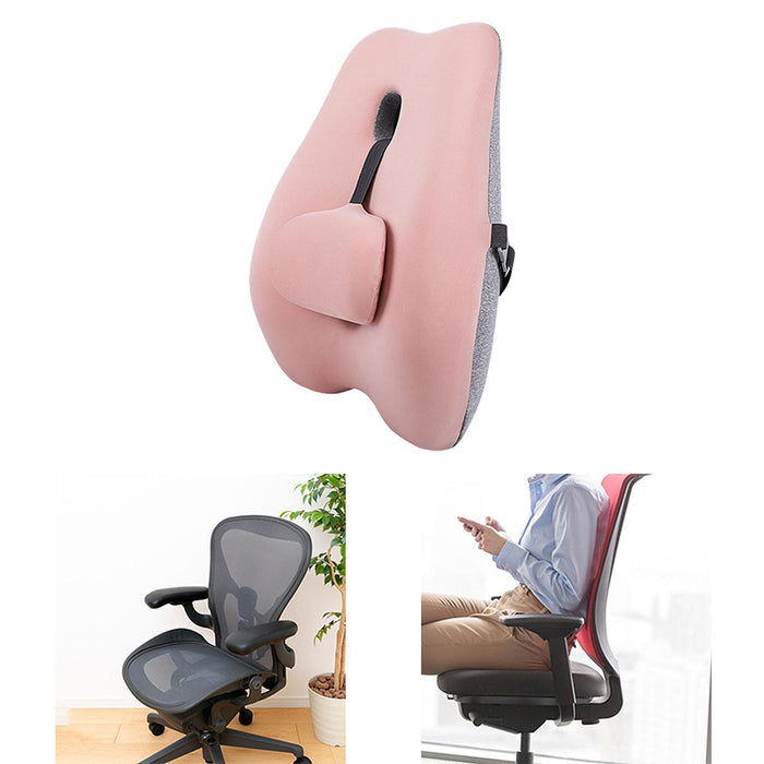 Lumbar Support Pillow Compact Seat Pillow for Home Long Sitting Office Chair Pink