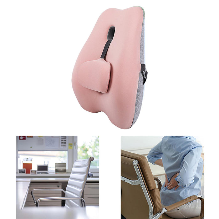 Lumbar Support Pillow Compact Seat Pillow for Home Long Sitting Office Chair Pink