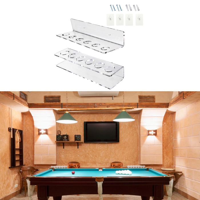 2x Pool Cue Rack Wall Mounted for Billiard Room Players Billiard Enthusiasts