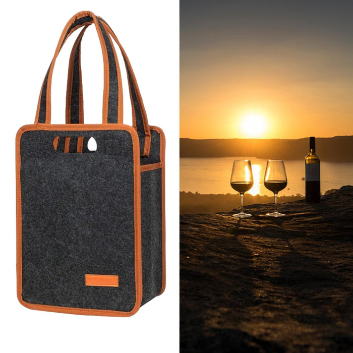 Wine Carrier Tote Handbag Wine Tote Bag for Birthday Barbecue Indoor Outdoor 24x18cm for6Bottles