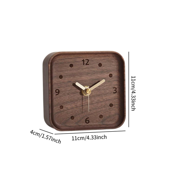 Wooden Table Clock Silent Chic Modern Desktop Clock for Office Bedside Shelf Black Walnut