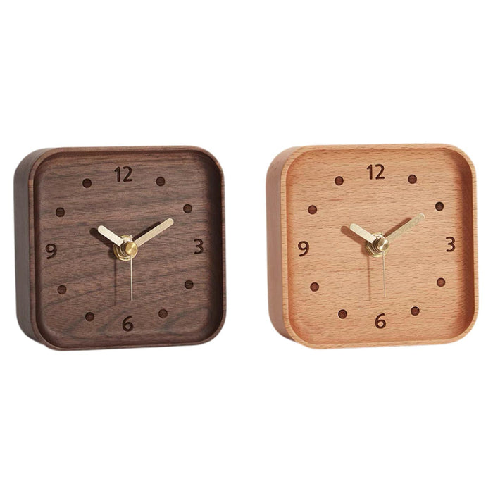 Wooden Table Clock Silent Chic Modern Desktop Clock for Office Bedside Shelf Black Walnut