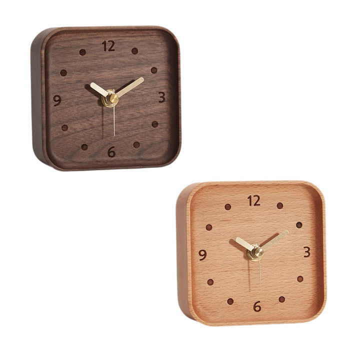 Wooden Table Clock Silent Chic Modern Desktop Clock for Office Bedside Shelf Black Walnut