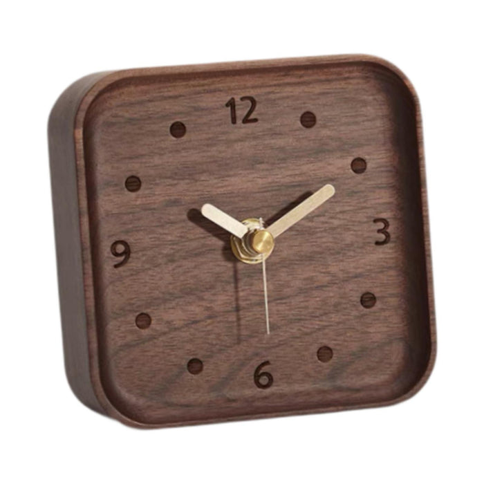 Wooden Table Clock Silent Chic Modern Desktop Clock for Office Bedside Shelf Black Walnut