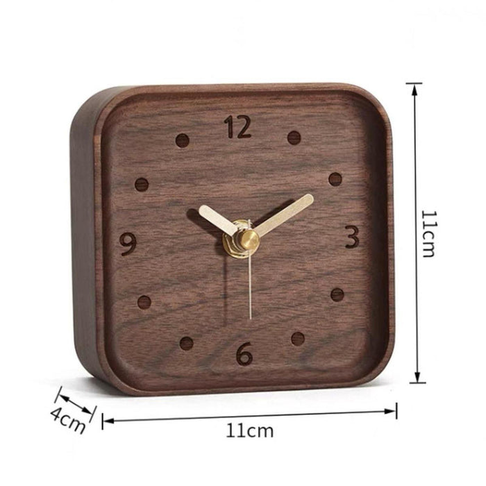 Wooden Table Clock Silent Chic Modern Desktop Clock for Office Bedside Shelf Black Walnut