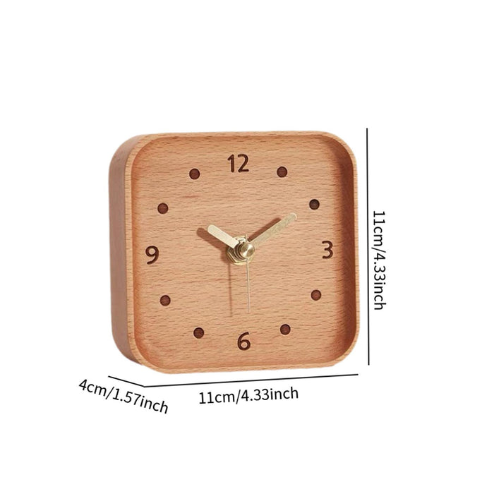 Wooden Table Clock Silent Chic Modern Desktop Clock for Office Bedside Shelf Beech