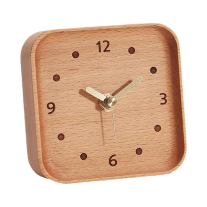 Wooden Table Clock Silent Chic Modern Desktop Clock for Office Bedside Shelf Beech