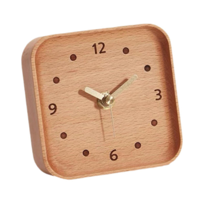 Wooden Table Clock Silent Chic Modern Desktop Clock for Office Bedside Shelf Beech