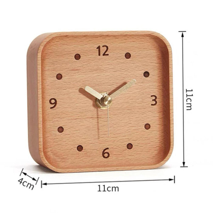 Wooden Table Clock Silent Chic Modern Desktop Clock for Office Bedside Shelf Beech