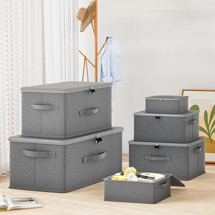 Storage Bin Decor Folding Storage Box with Lock for Playroom Bedroom Nursery 38cmx26cmx15cm