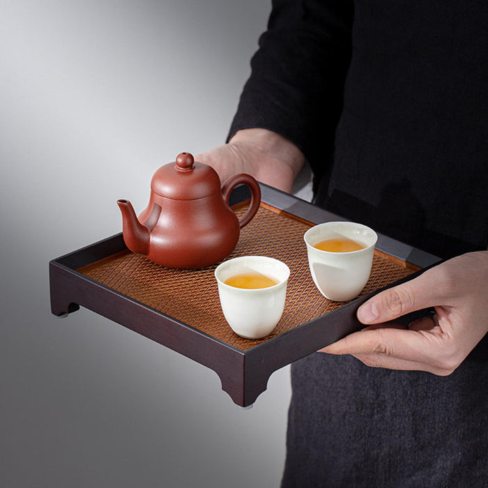 Bamboo Chinese Tea Tray Decorative Snack Plate for Household Office Teahouse 19cmx19cmx4cm