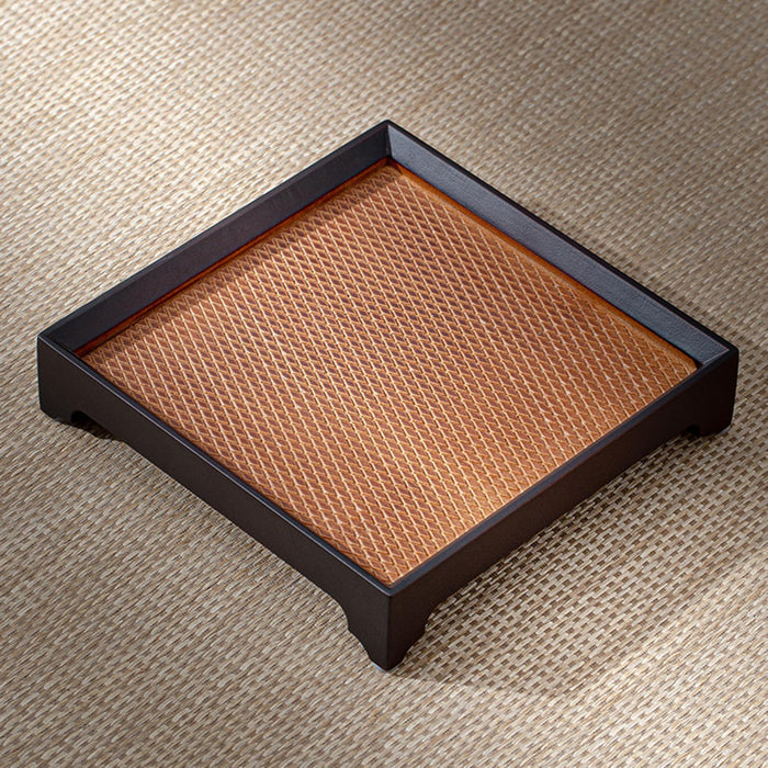 Bamboo Chinese Tea Tray Decorative Snack Plate for Household Office Teahouse 19cmx19cmx4cm