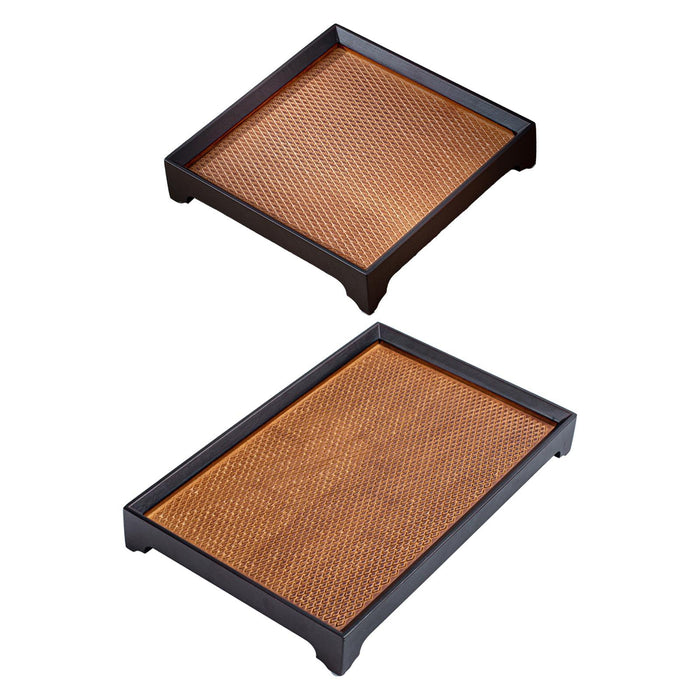 Bamboo Chinese Tea Tray Decorative Snack Plate for Household Office Teahouse 19cmx19cmx4cm