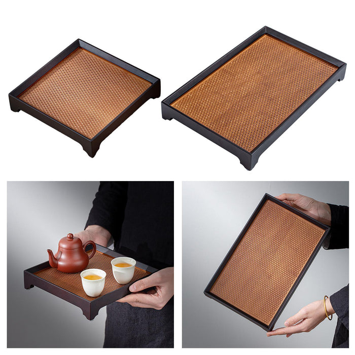 Bamboo Chinese Tea Tray Decorative Snack Plate for Household Office Teahouse 19cmx19cmx4cm