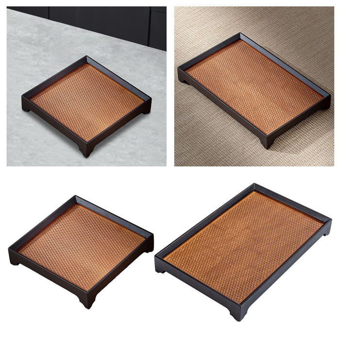 Bamboo Chinese Tea Tray Decorative Snack Plate for Household Office Teahouse 19cmx19cmx4cm