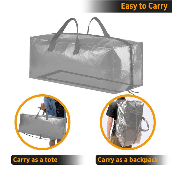 Heavy Duty Moving Bag Dorm Storage Bag for Clothing Storage Blanket Sundries Silver