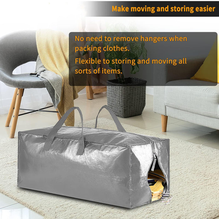 Heavy Duty Moving Bag Dorm Storage Bag for Clothing Storage Blanket Sundries Silver