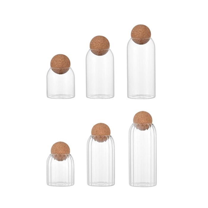 3 Pieces Glass Storage Containers Cute Sealed Can Glass Bottle with Cork Lid Smooth