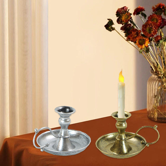 Taper Candle Holder Decorative Candle Stick Holders for Home Mantel Tabletop Silver