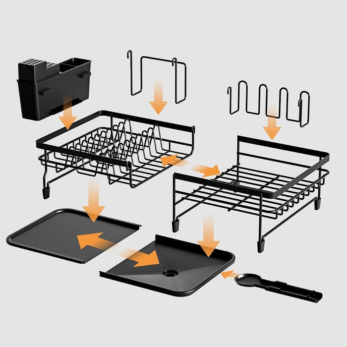 Retractable Dish Drying Rack Dish Drainer Stand for Apartment Plates Counter