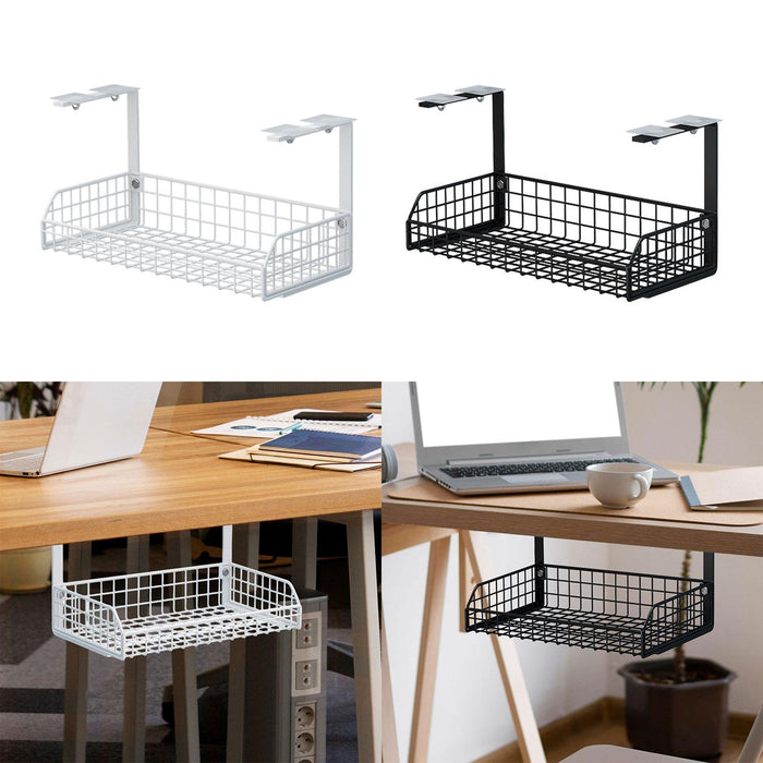 Under Desk Cable Organizer Metal Cord Organizer for Dining Room Home Kitchen White