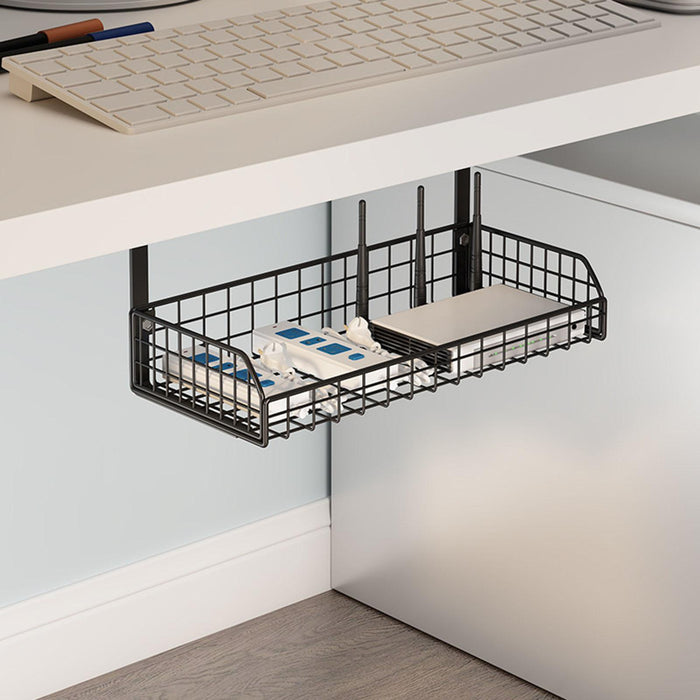 Under Desk Cable Organizer Metal Cord Organizer for Dining Room Home Kitchen Black