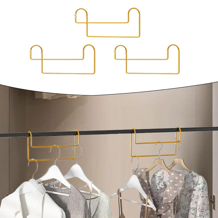 3Pcs Space Saving Hangers Clothes Storage Hangers for Dresses Sweaters Pants Gold