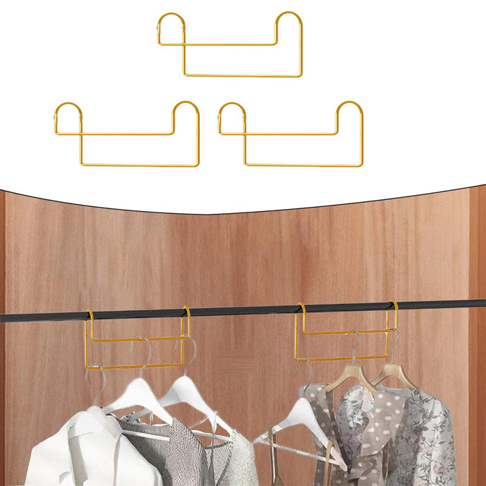 3Pcs Space Saving Hangers Clothes Storage Hangers for Dresses Sweaters Pants Gold