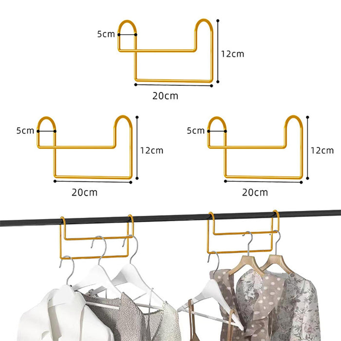 3Pcs Space Saving Hangers Clothes Storage Hangers for Dresses Sweaters Pants Gold