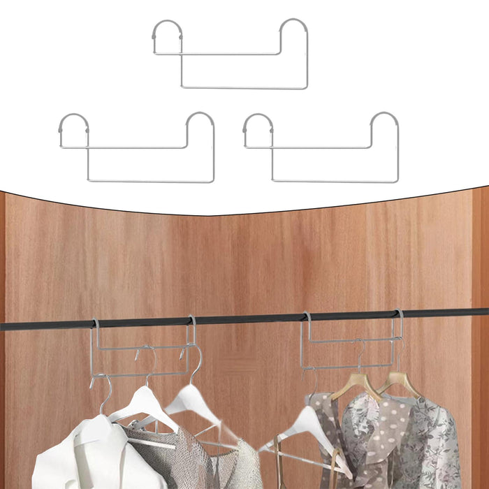 3Pcs Space Saving Hangers Clothes Storage Hangers for Dresses Sweaters Pants Silver